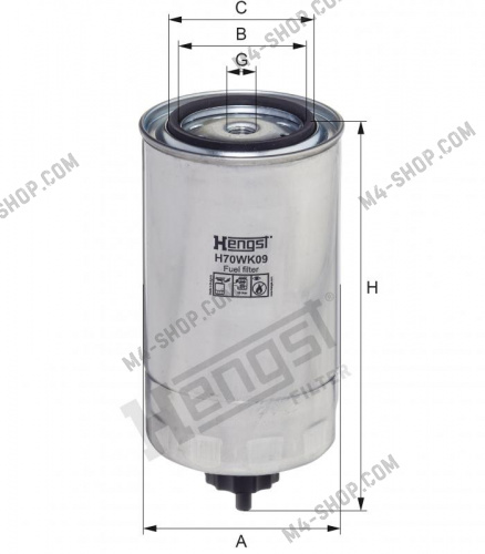 Купить H70WK09 фильтр топливный грубой очистки d=14mm iveco stralis/trakk hengst h70wk09
