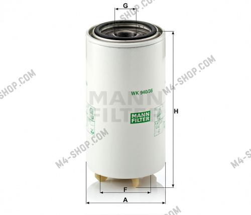 Купить WK94036X фильтр топливный [93x173.5 1-14uns] wk940/36x   mann