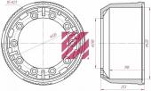 Барабан тормозной 420x180/192 H=253 d=290/335 n10x23 BPW/