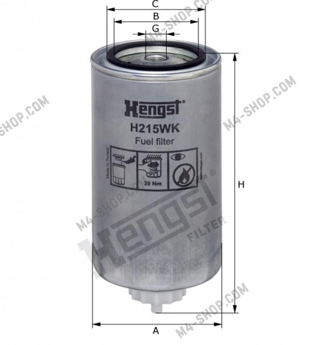 Купить H215WK фильтр топливный грубой очистки iveco stralis cursor13 м16х1,5 hengst h215wk
