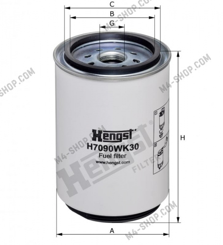 Купить H7090WK30 фильтр топливный сепаратора daf/sc/fh12/16 широкий hengst h7090wk30