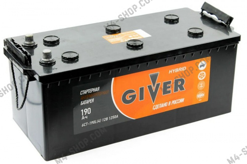 Аккумулятор GIVER 6С-190AH (прям.) плюс справа 1000A